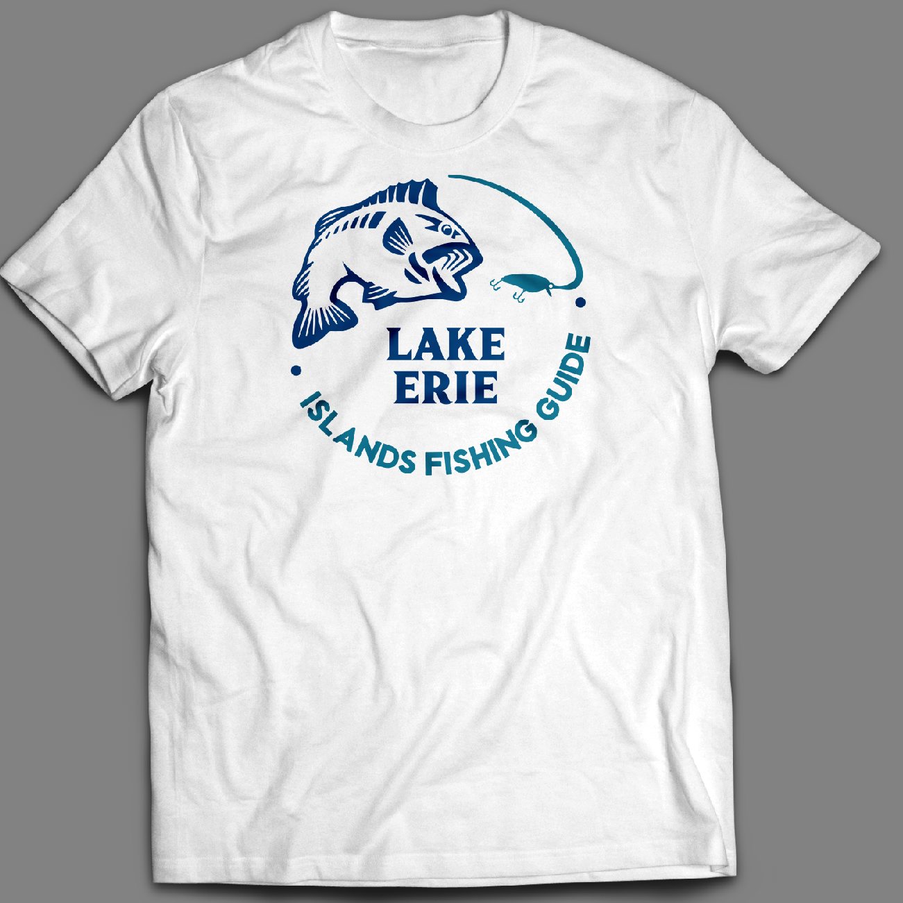 Lake Erie Island Fishing Guide White Shirt Mockup